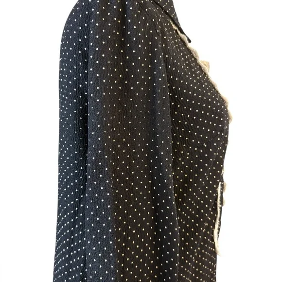 Vintage Normay Black and White Ruffled Bishop Sleeve Dress - Picture 5 of 11